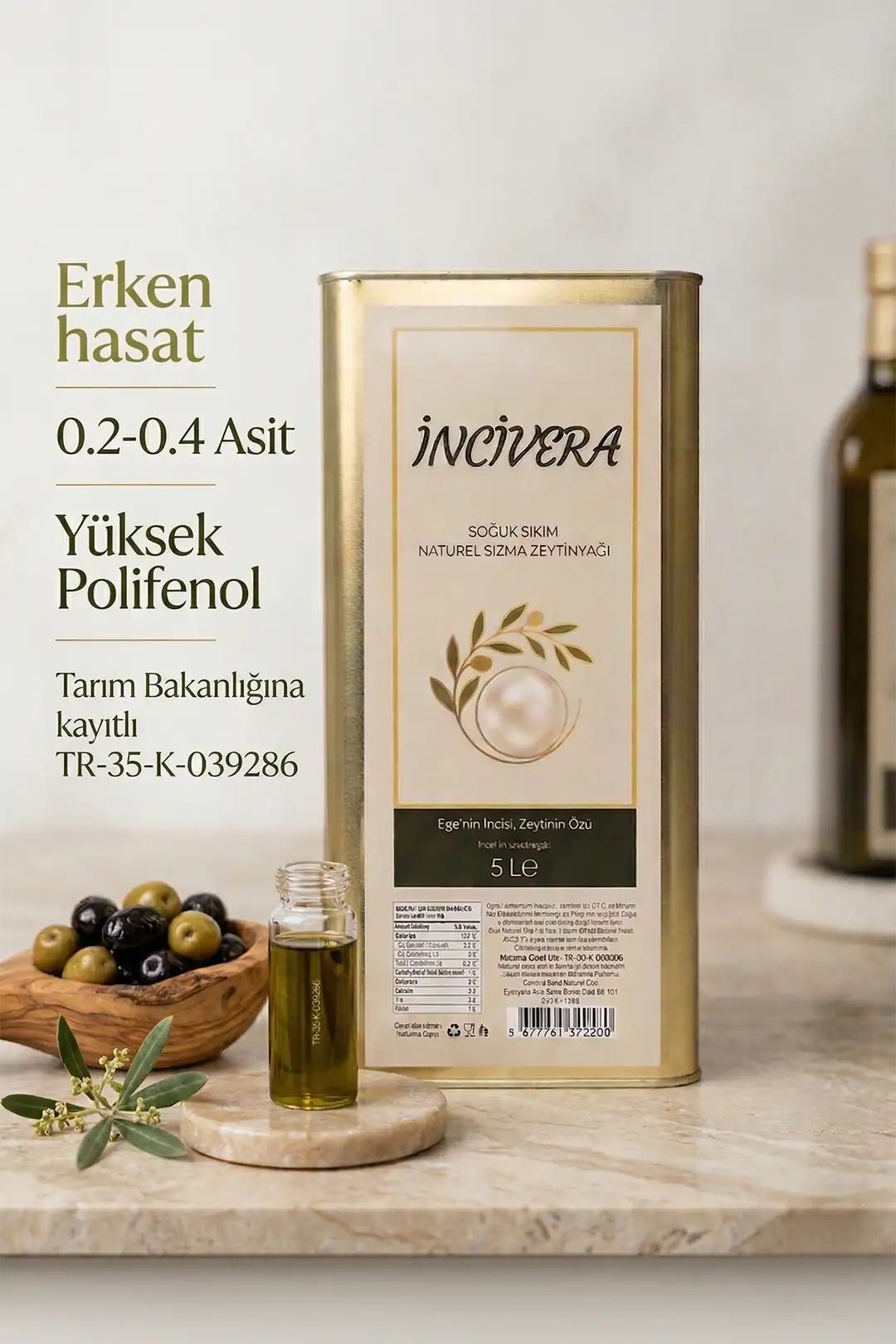 Ürün görseli: 0.2 Asit Erken Hasat 5 Litre Naturel Zeytinyağı