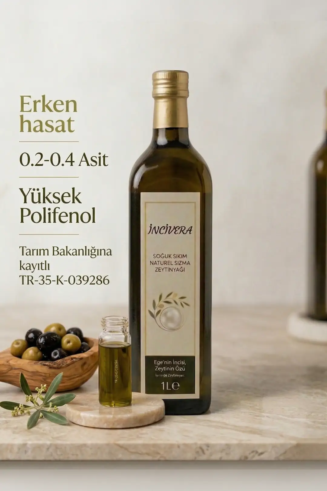Ürün görseli: Erken Hasat 0.2 Asit 1 Litre Zeytinyağı